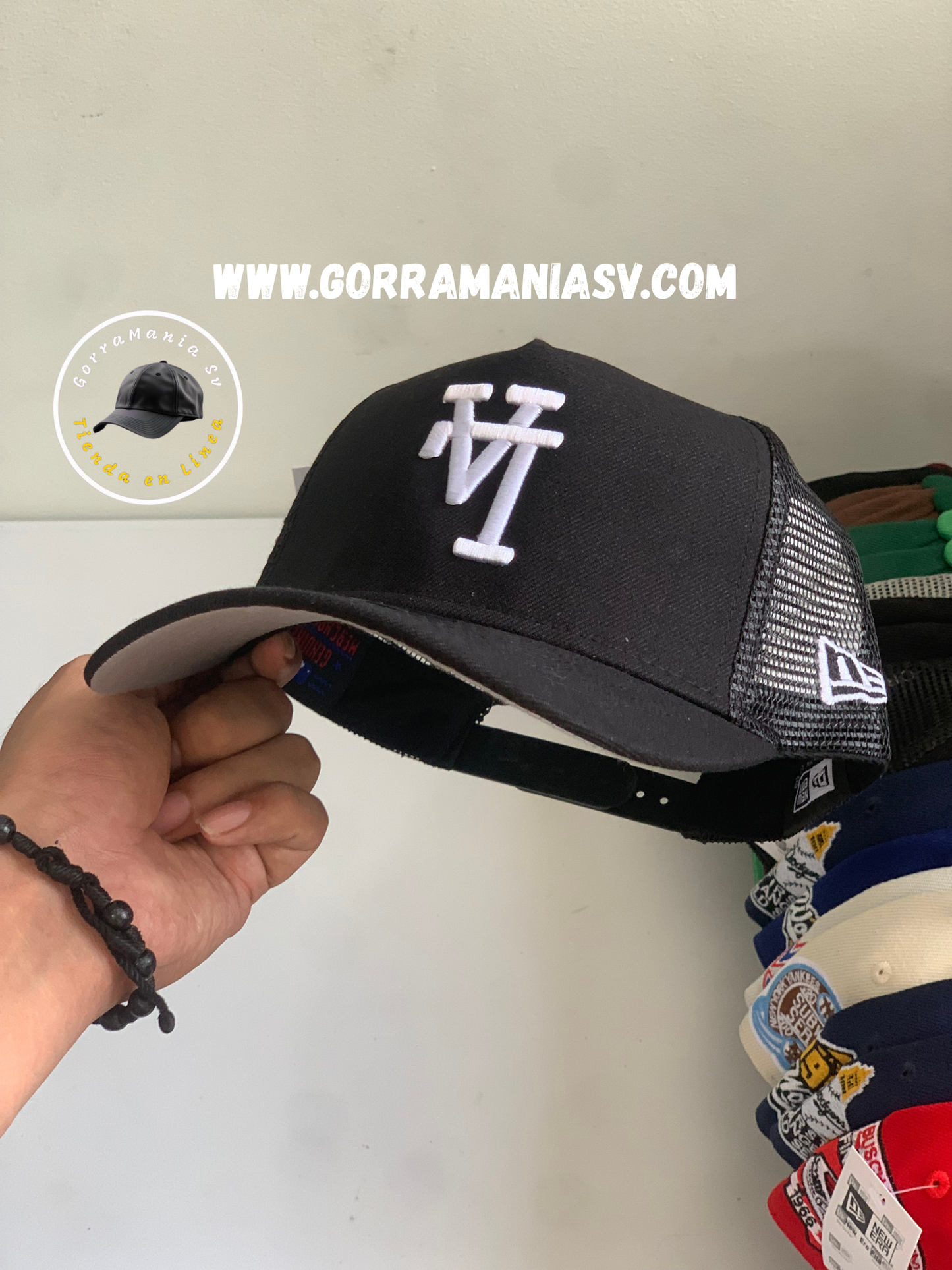 Gorra Trucker LA Dodgers Negra - Logo Invertido & Malla Transpirable
