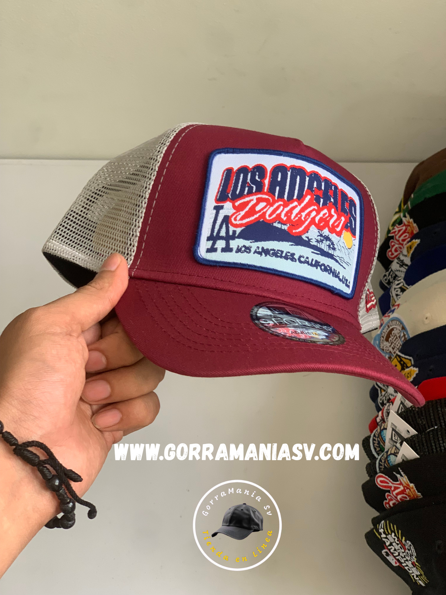 Gorra New Era 9FORTY Trucker LA Dodgers - Maroon Vintage Patch Edition