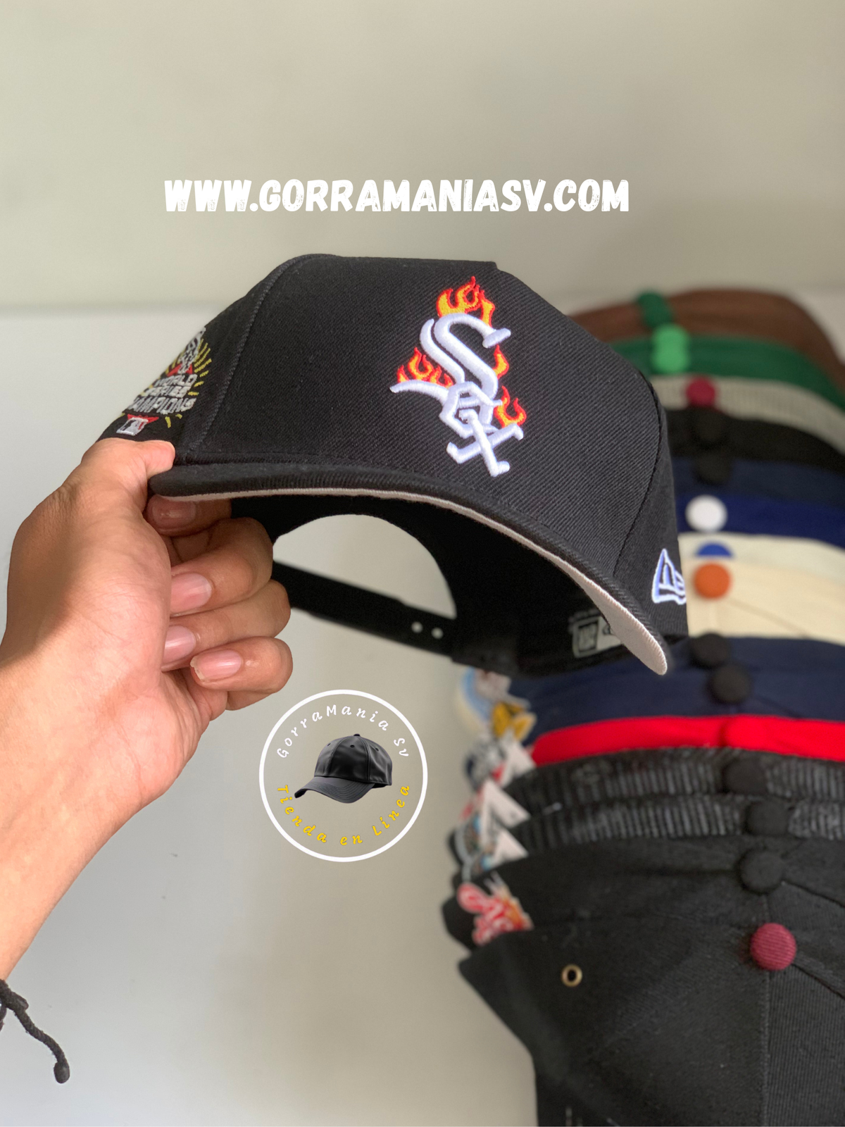 Gorra Red Sox Negra Curva – Logo en Llamas