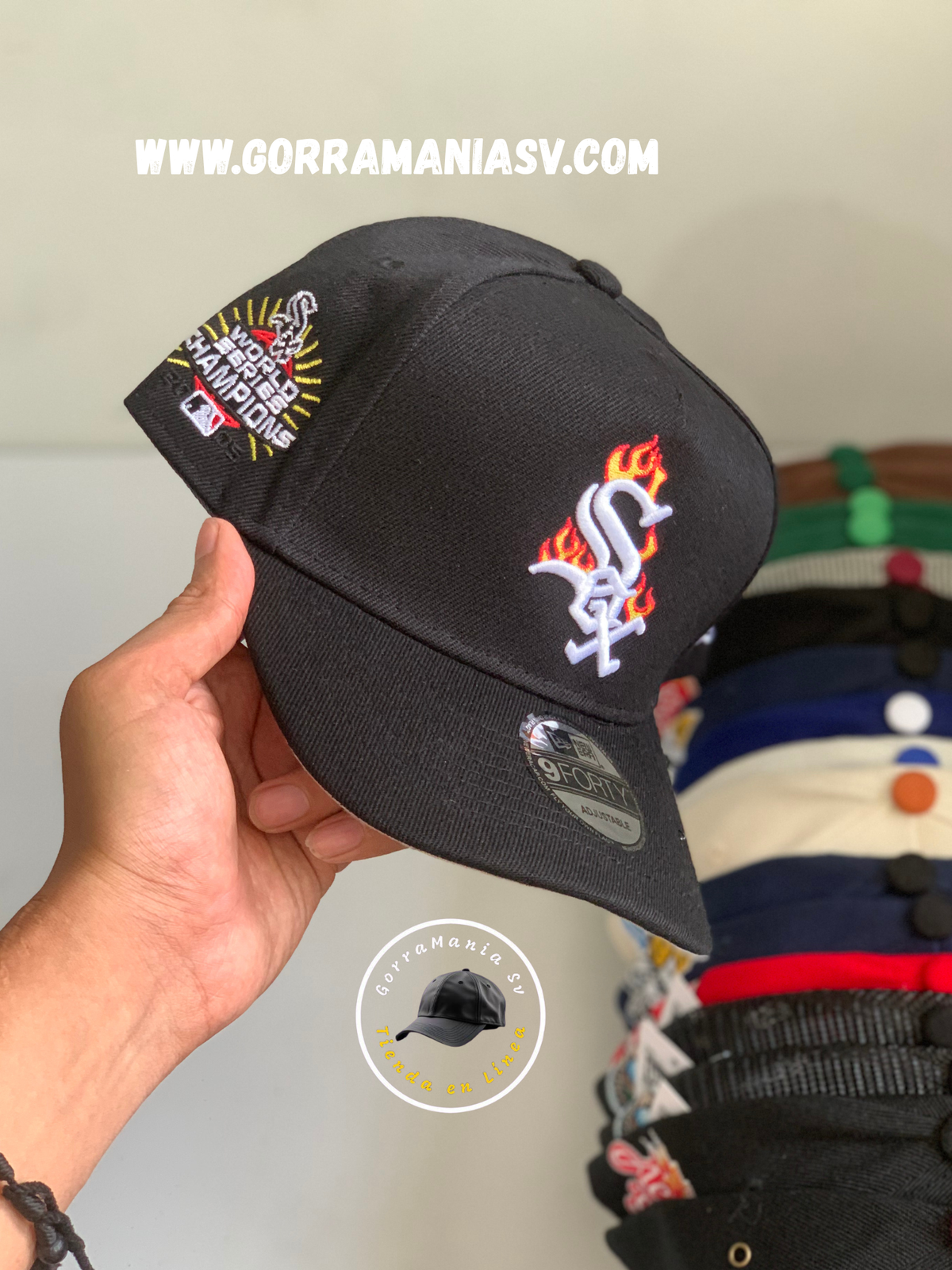 Gorra Red Sox Negra Curva – Logo en Llamas