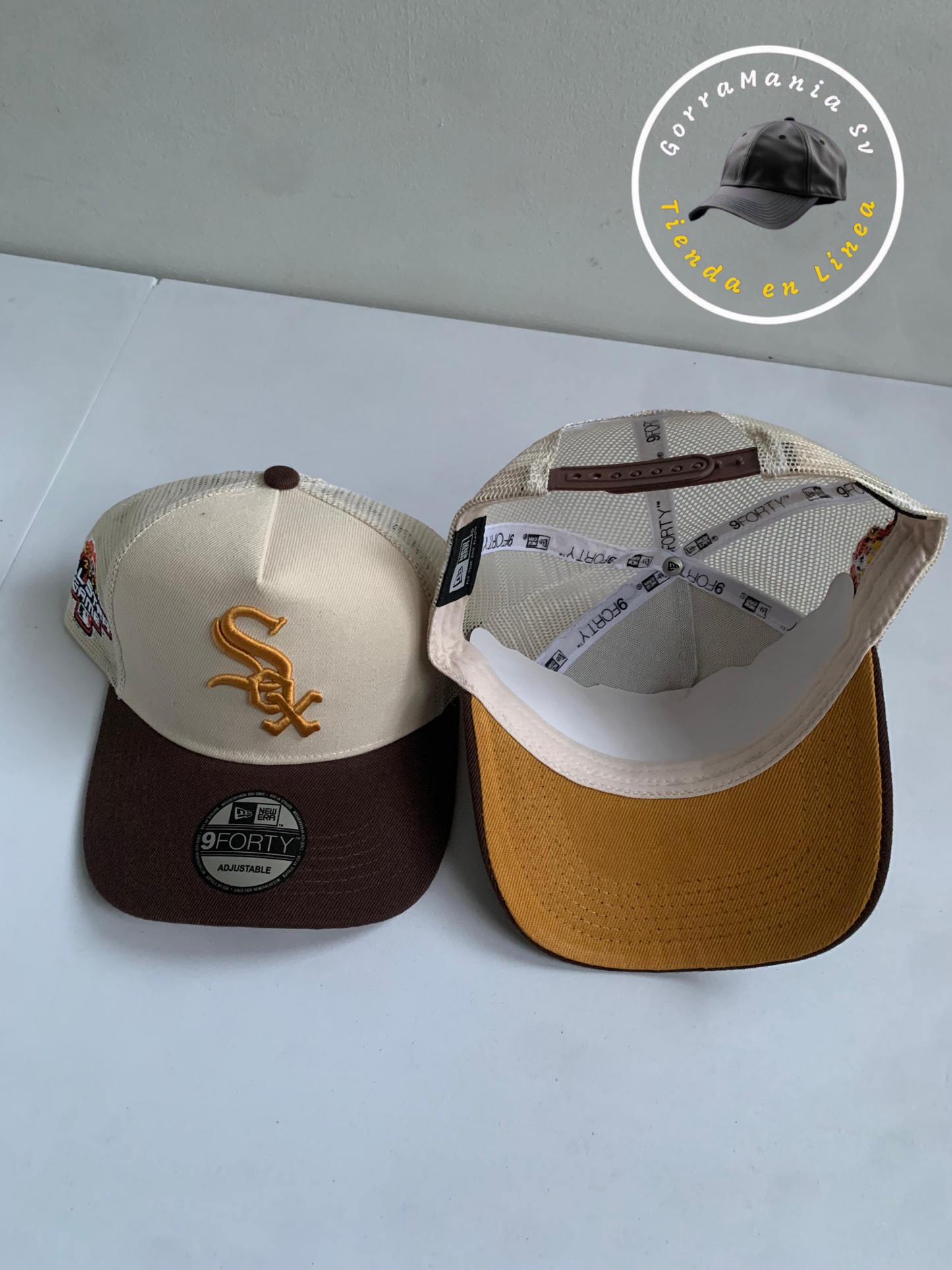 Gorra Red Sox de Malla – Visera Café y Corona Beige